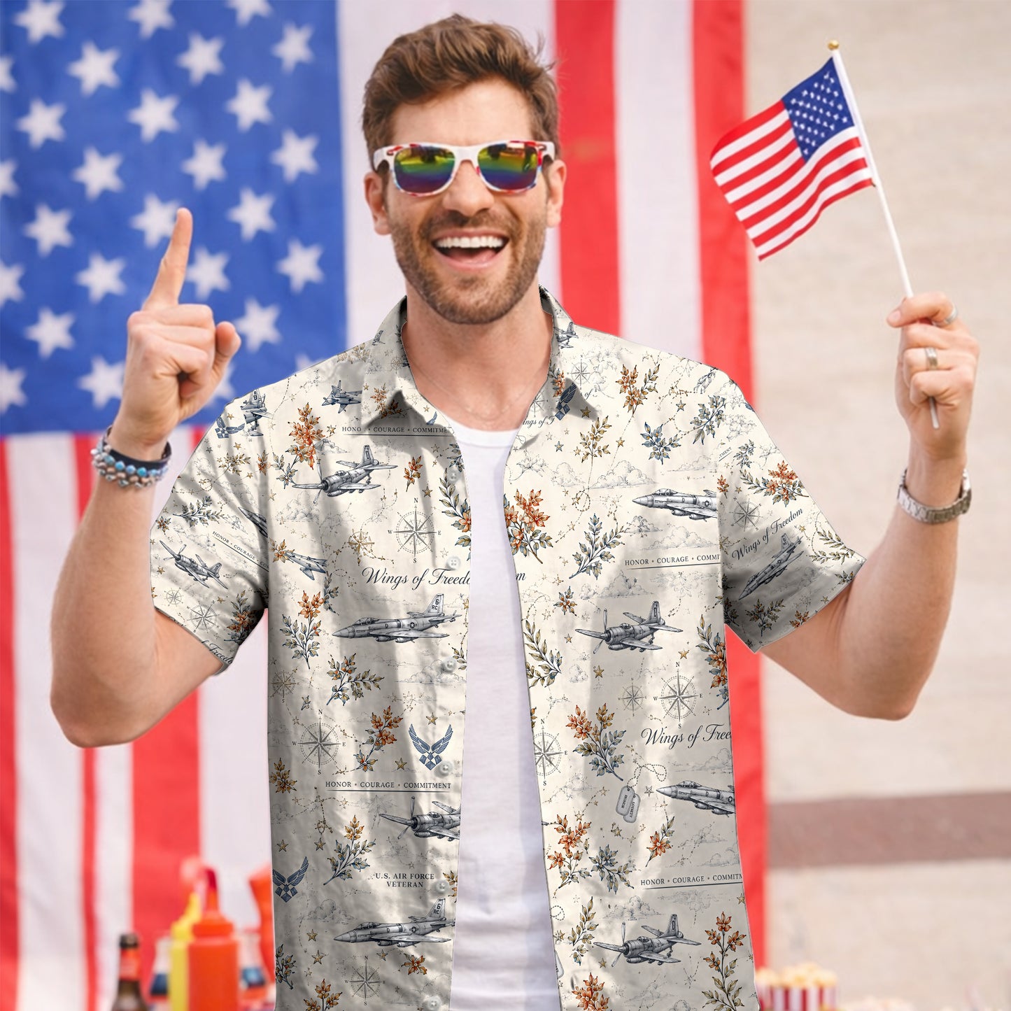 Wings of Freedom US Air Force Hawaiian Shirt - Military Top