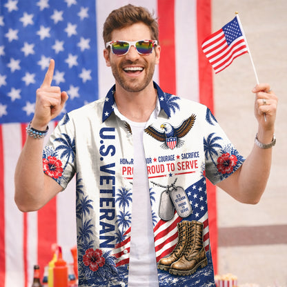 Patriotic US Veteran Hawaiian Shirt - Military Pride Gift For Men