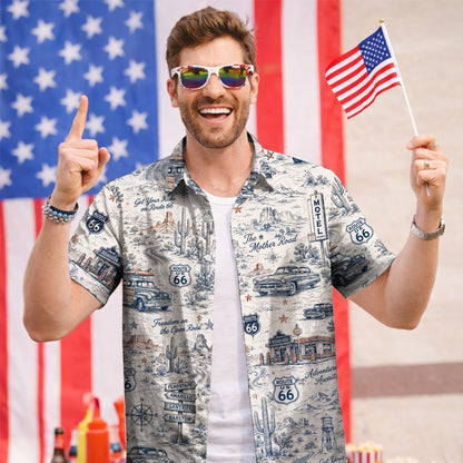 Route 66 Get Your Kicks Classic Car Vintage Unisex Hawaiian Shirt