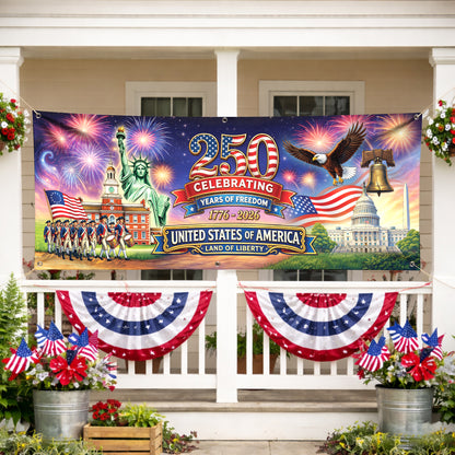 250th Anniversary USA Banner – Patriotic Freedom Celebration Flag 1776-2026 for Family