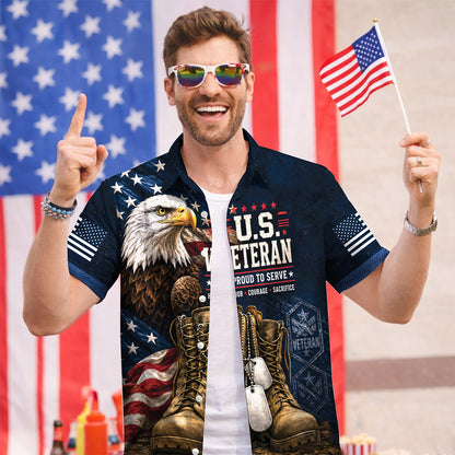 US Veteran Proud To Serve Hawaiian Shirt - Eagle Combat Boots Top