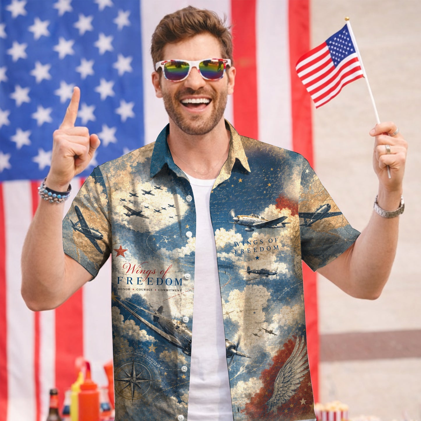 Wings of Freedom US Air Force Hawaiian Shirt - Veteran Top