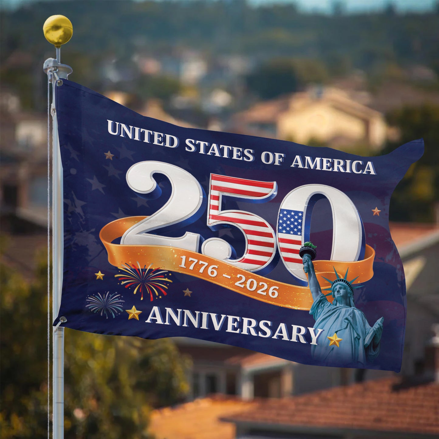 United States Of America 250th Anniversary Flag, Patriotic 1776 2026 Decor