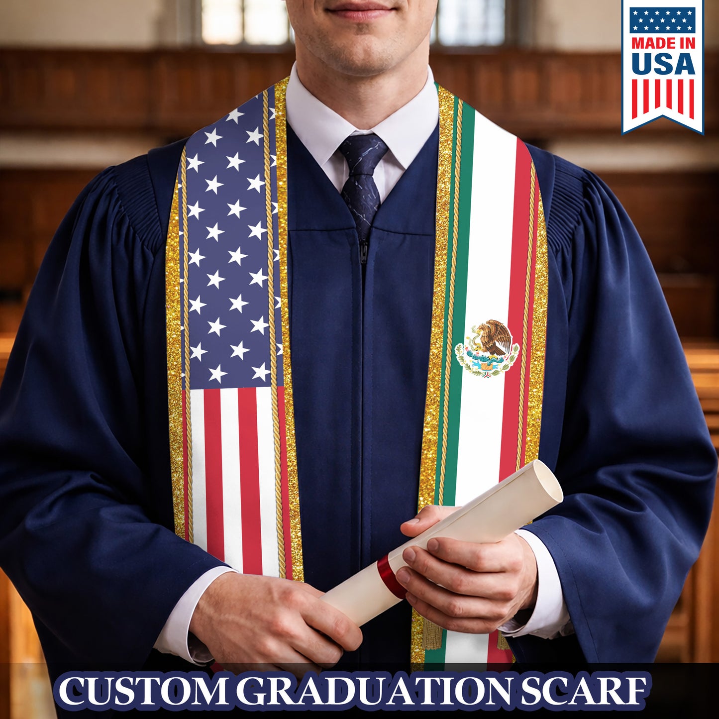 Custom Flag Nations Graduation Stoles
