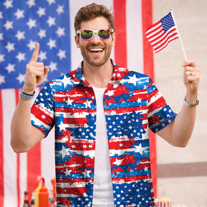 Patriotic American Flag Hawaiian Shirt - Distressed USA Aloha Shirt