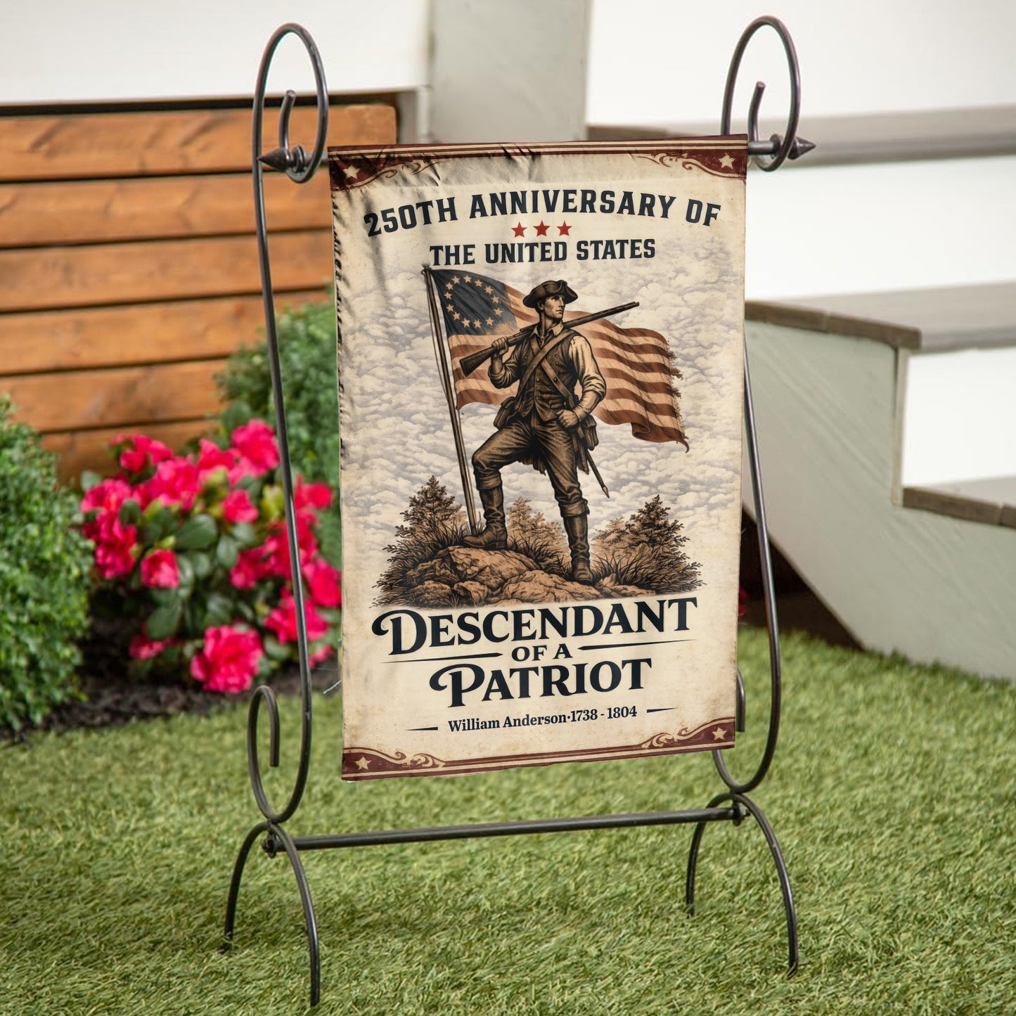 USA 250th Anniversary Flag – Personalized with 'Descendant of a Patriot' 1776-2026