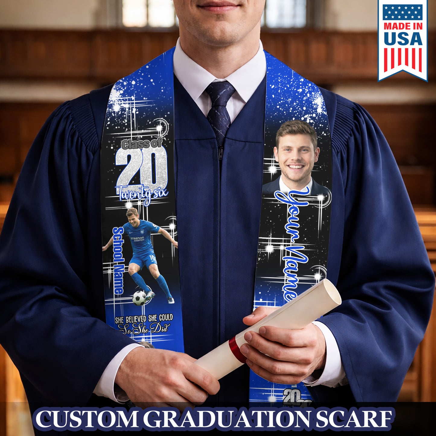 Custom Name & Photo She Believed She Could Graduation Stoles