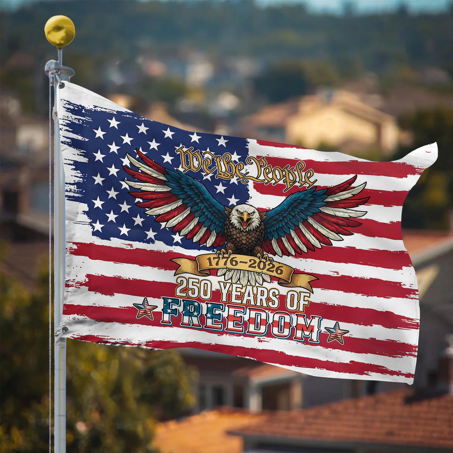 USA 250th Anniversary Flag – We The People with Eagle & Freedom Design, 1776-2026