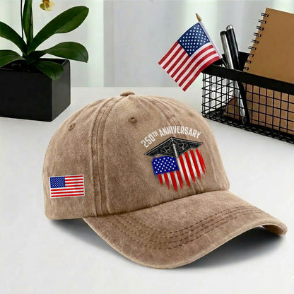 250 Years USA 250th Birthday Printed Vintage Washed Baseball Cap | 250th Anniversary Hat