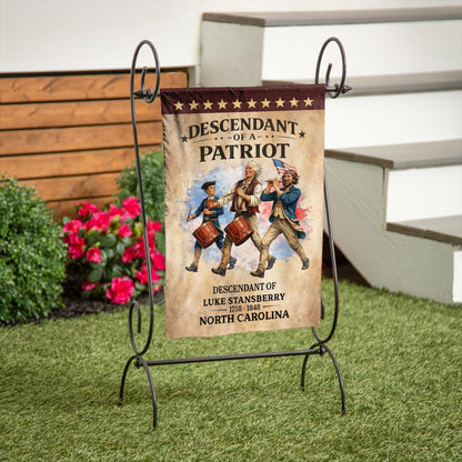 Personalized Descendant of a Patriot Spirit of 76 - USA 250th Anniversary Garden Flag