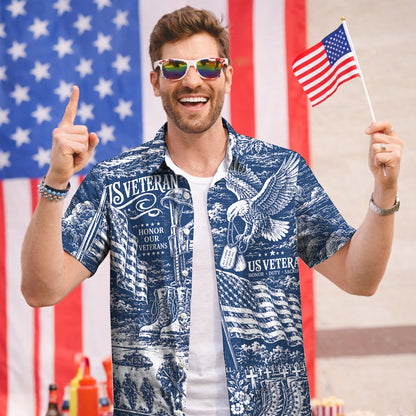 Vintage US Veteran Hawaiian Shirt - Honor Our Veterans Shirt