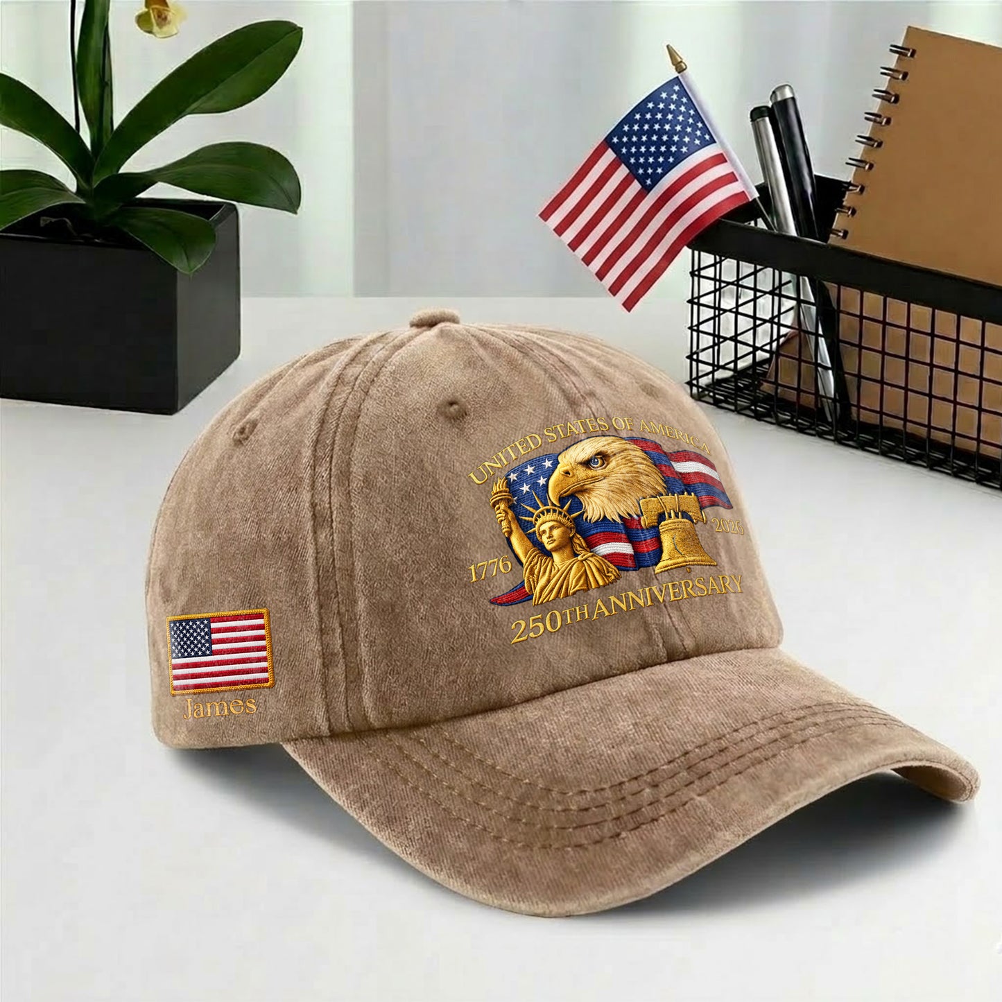 Personalized 250 Years Anniversary Printed Vintage Washed Baseball Cap | 250th Anniversary Hat