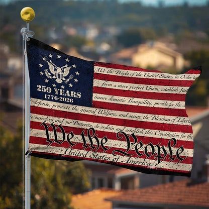 We The People Constitution Flag - USA 250th Anniversary 1776-2026 Vintage House Flag