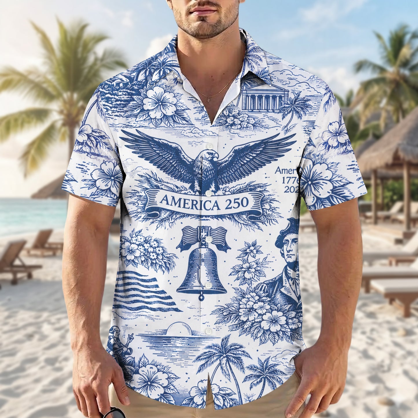 USA 250th Anniversary Hawaiian Shirt – Patriotic Flag Fireworks 1776-2026 America 250