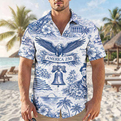 USA 250th Anniversary Hawaiian Shirt – Patriotic Flag Fireworks 1776-2026 America 250