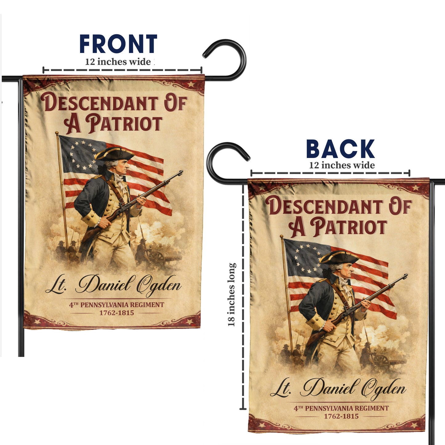 Personalized 250th Anniversary USA Flag - Descendant of a Patriot, Customizable Name