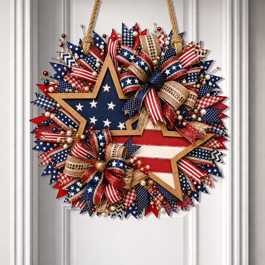 American 250th Patriotic Wood Sign – USA Flag Star Front Door Decor 1776–2026