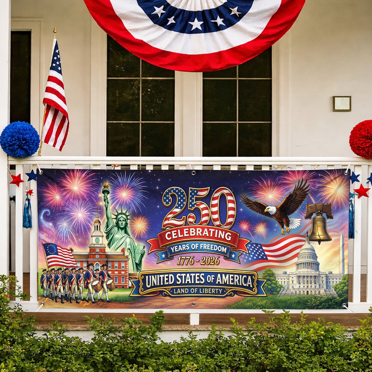 250th Anniversary USA Banner – Patriotic Freedom Celebration Flag 1776-2026 for Family