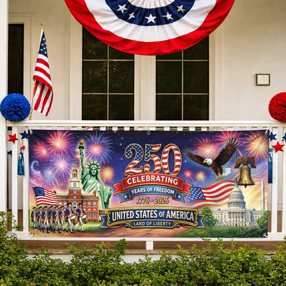 250th Anniversary USA Banner – Patriotic Freedom Celebration Flag 1776-2026 for Family