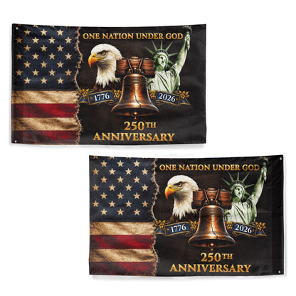 One Nation Under God 250 Years Of Freedom - USA 250th Anniversary Flag