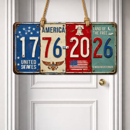 250th Anniversary USA Wood Sign – Rustic American Flag, Eagle, and Liberty Bell, Gift for Patriots