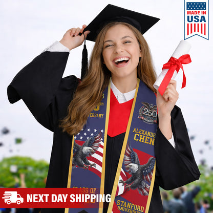 Custom Photo Class Of 2026 With America 250 Years Graduation Stole