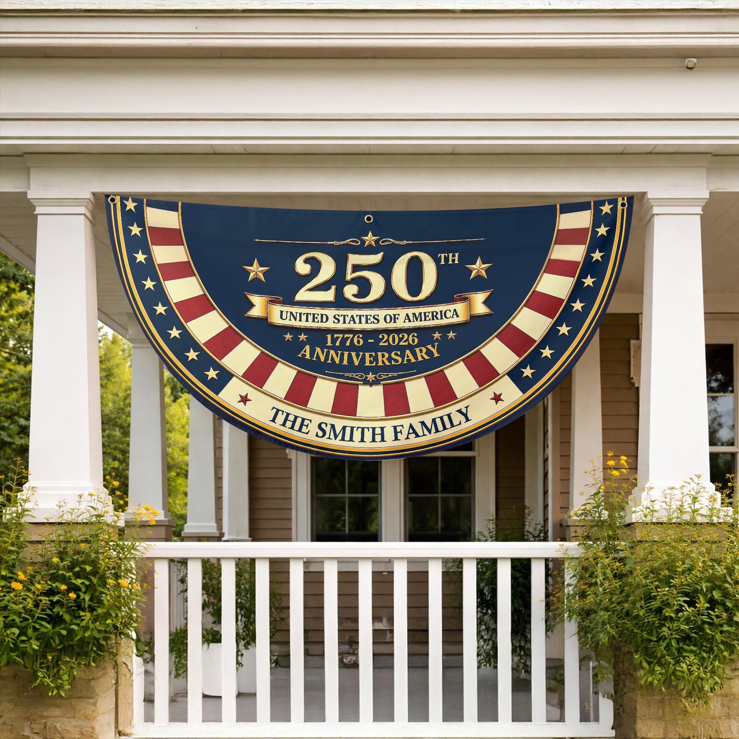 Personalized 250th United States Anniversary Flag 1776-2026 Patriotic Fence Decor