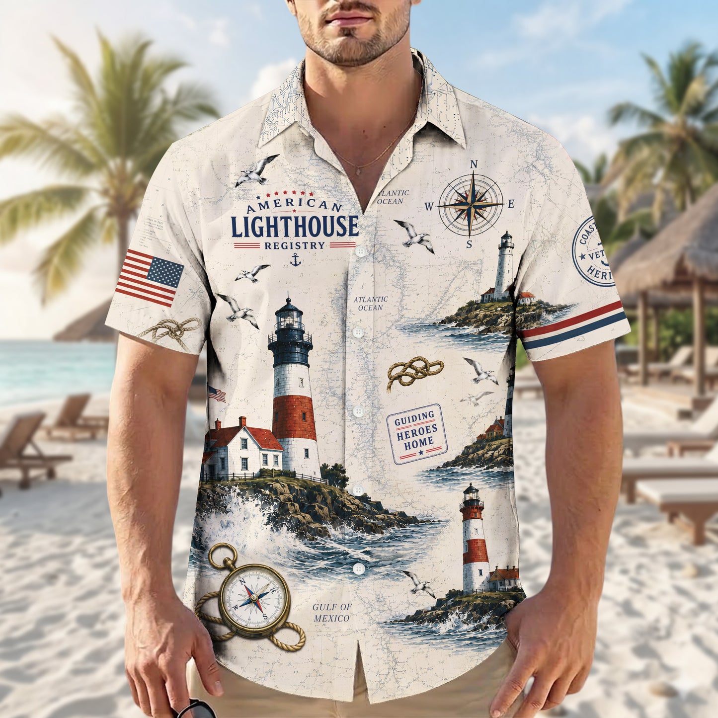Still Standing The Watch Navy Hawaiian Shirt - Lighthouse Aloha Top