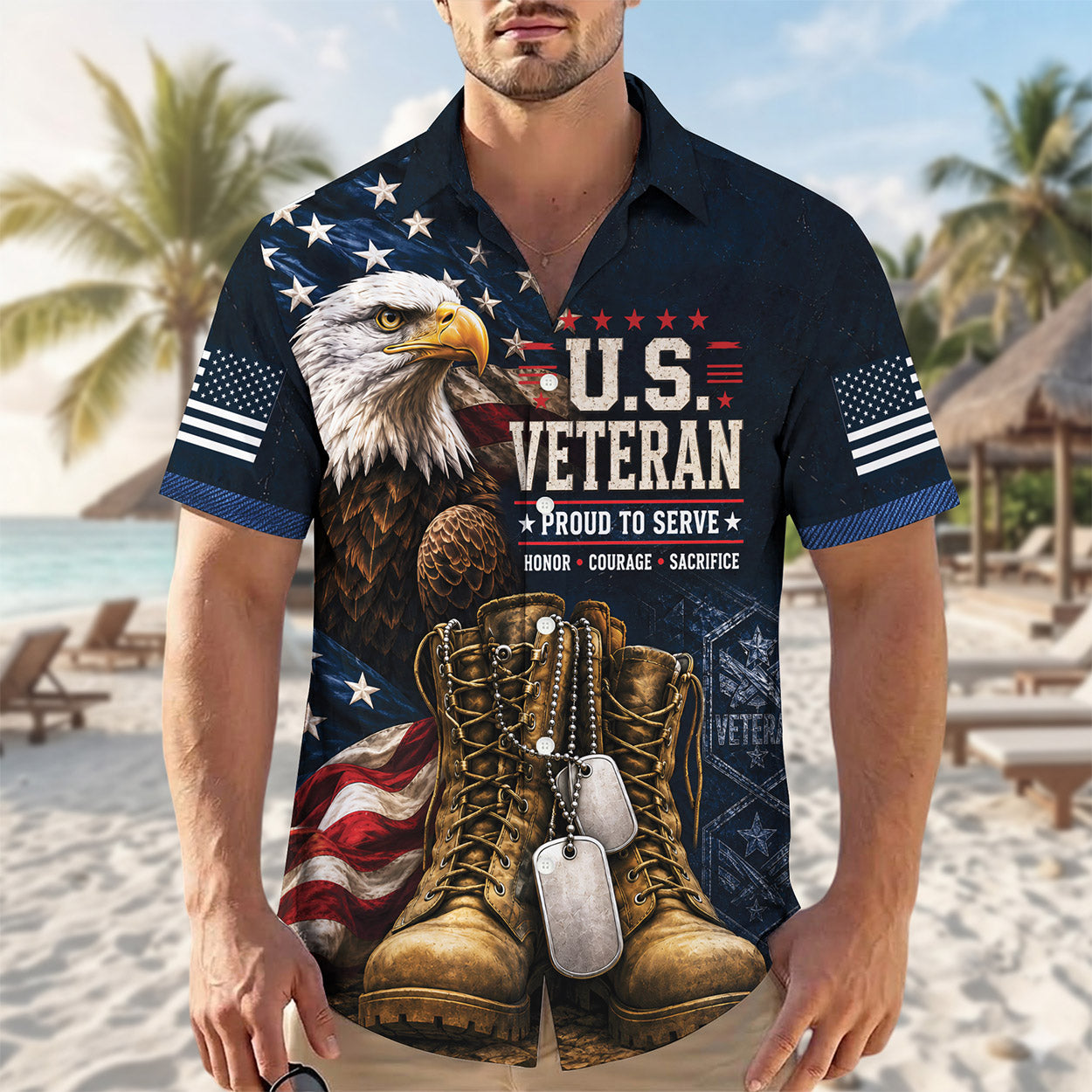 US Veteran Proud To Serve Hawaiian Shirt - Eagle Combat Boots Top