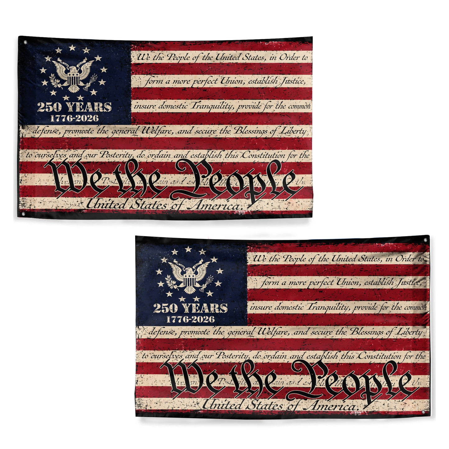 We The People Constitution Flag - USA 250th Anniversary 1776-2026 Vintage House Flag