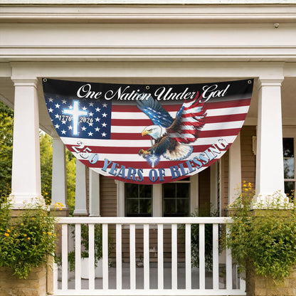 One Nation Under God Patriotic Eagle Non-Pleated Fan Flag