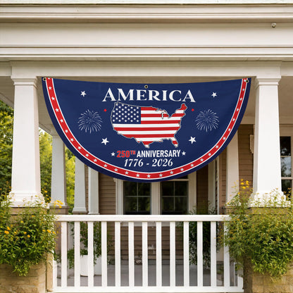 250th Anniversary American Flag 250th Anniversary Celebration Flag – USA Map with Fireworks Design