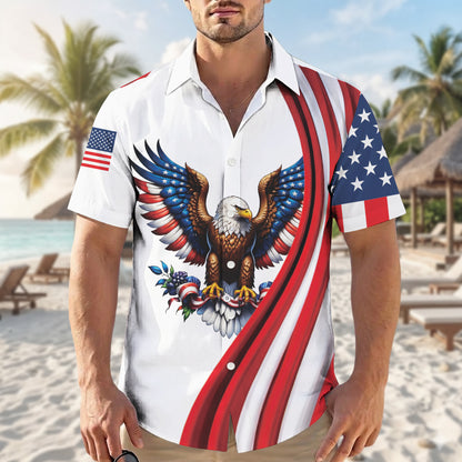 America 250th Anniversary Hawaiian Shirt – Patriotic Eagle & Stars 1776-2026