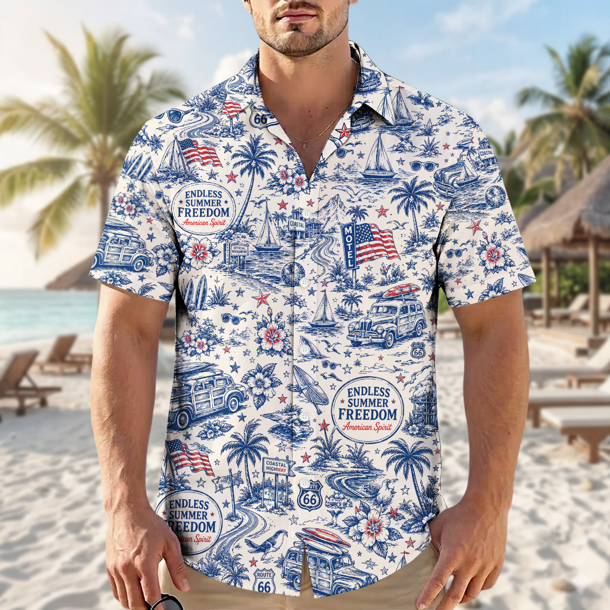 Route 66 Coastal Highway Vintage Hawaiian Shirt - Unisex Aloha Shirt