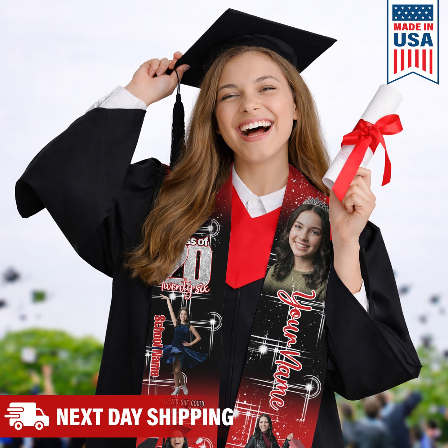 Custom Name & Photo She Believed She Could Graduation Stoles