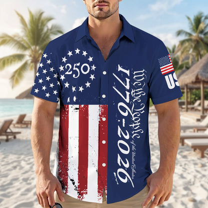 USA 250th Anniversary Hawaiian Shirt – Patriotic Flag Fireworks 1776-2026 America 250
