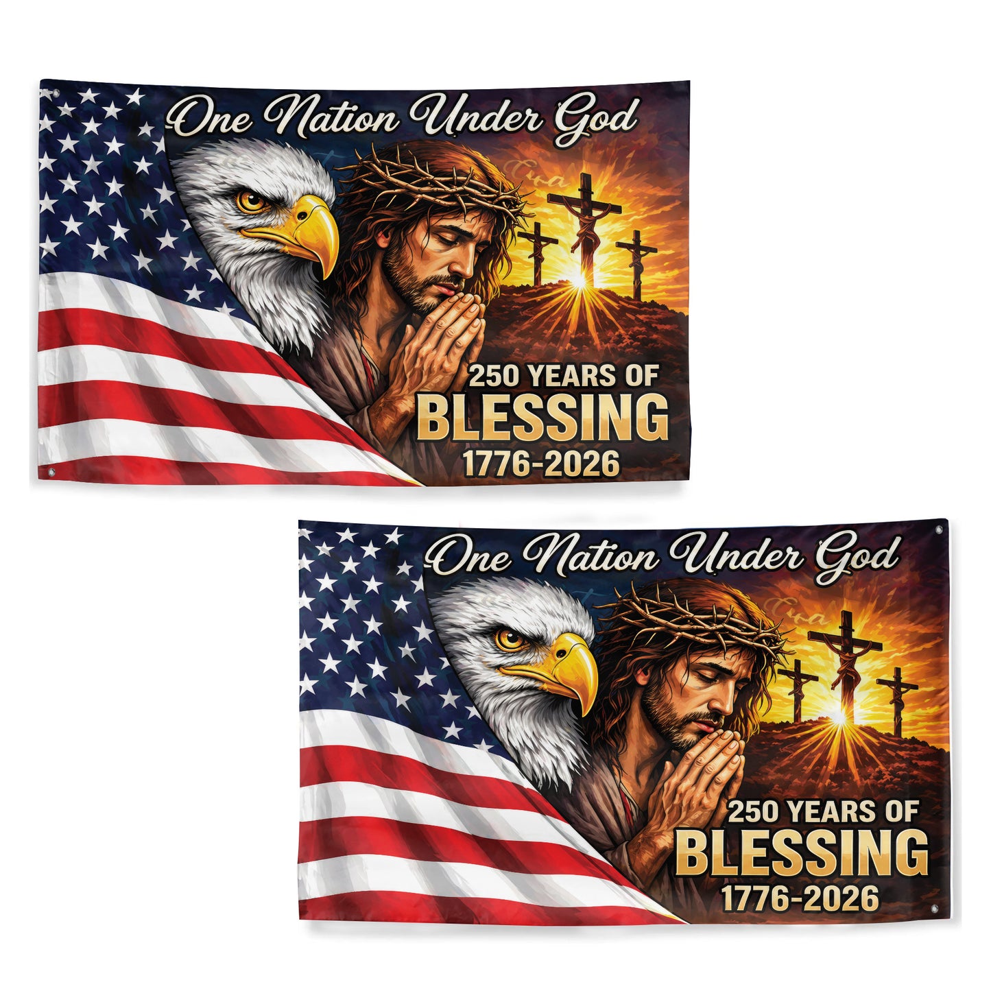 250 Years Of Blessing America Flag, One Nation Under God Grommet Flag