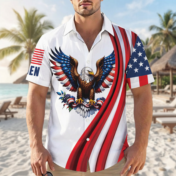 Personalized America 250th Anniversary Hawaiian Shirt – Patriotic Eagle & Flag Shirt 1776-2026