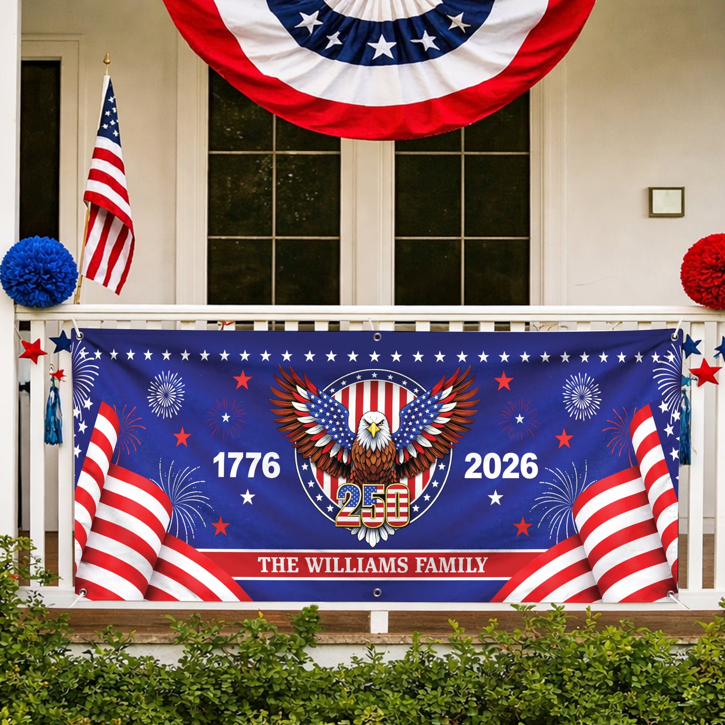 Personalized America 250th Anniversary Banner – Patriotic Eagle 1776-2026 Custom Family Flag