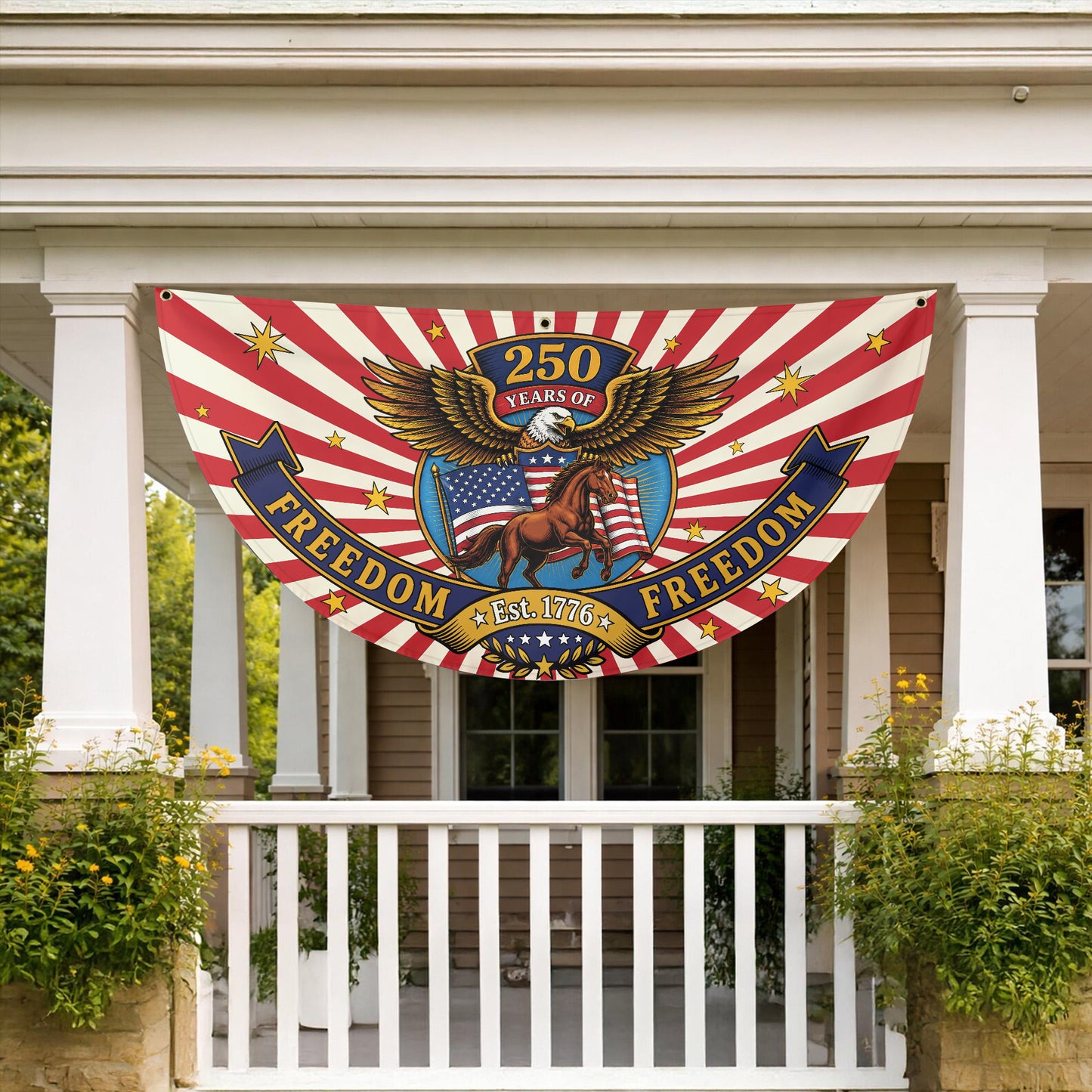 250 Years of Freedom Eagle Horse - USA 250th Anniversary Fan Flag