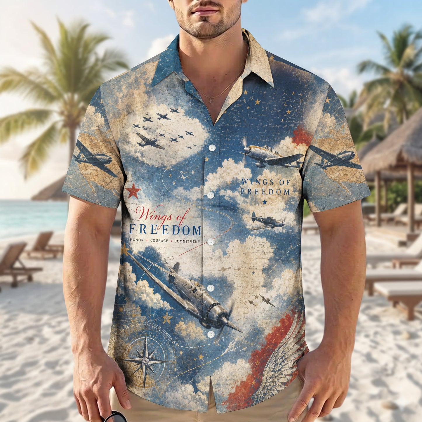 Wings of Freedom US Air Force Hawaiian Shirt - Veteran Top