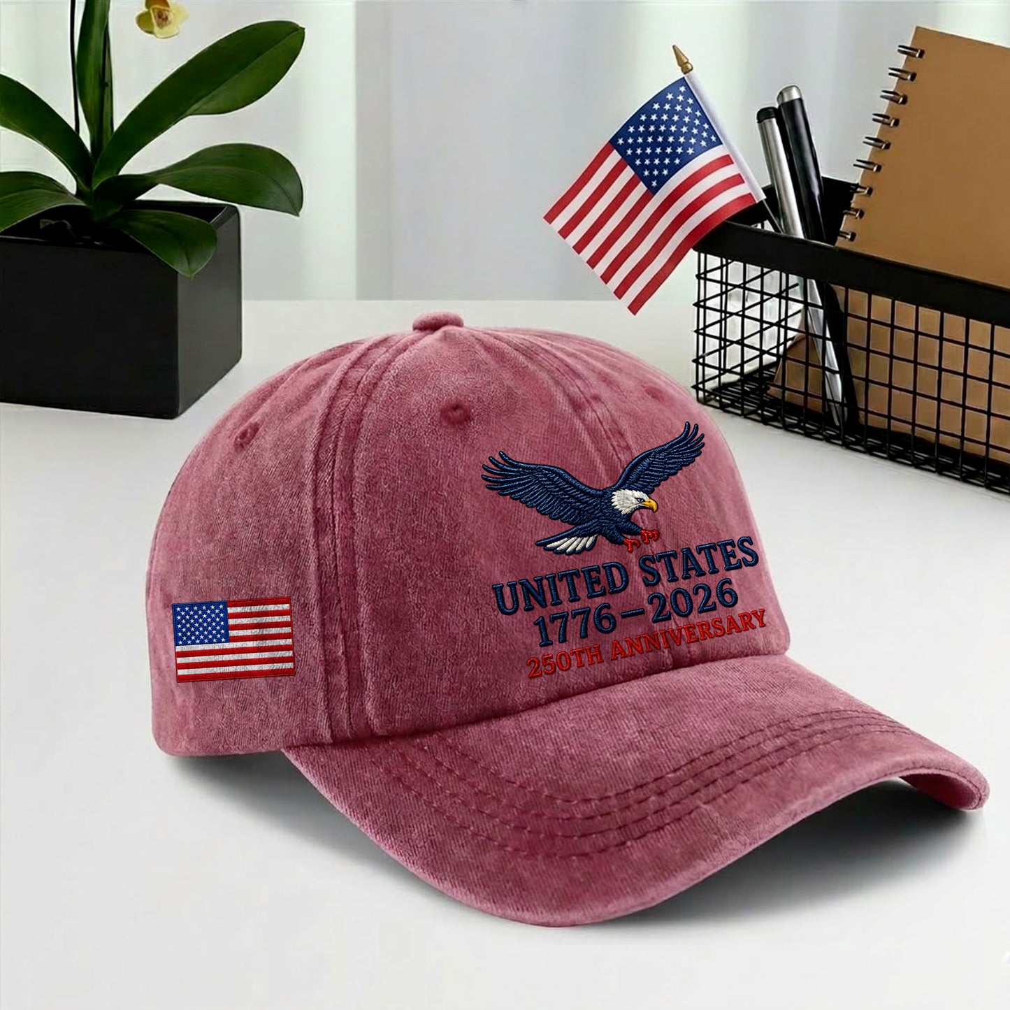 USA Eagle 1776-2026 Printed Vintage Washed Baseball Cap | 250th Anniversary Hat