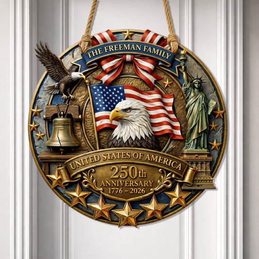 Personalized 250th Anniversary Custom Wood Sign Gift for Family 1776-2026 Patriotic Decor