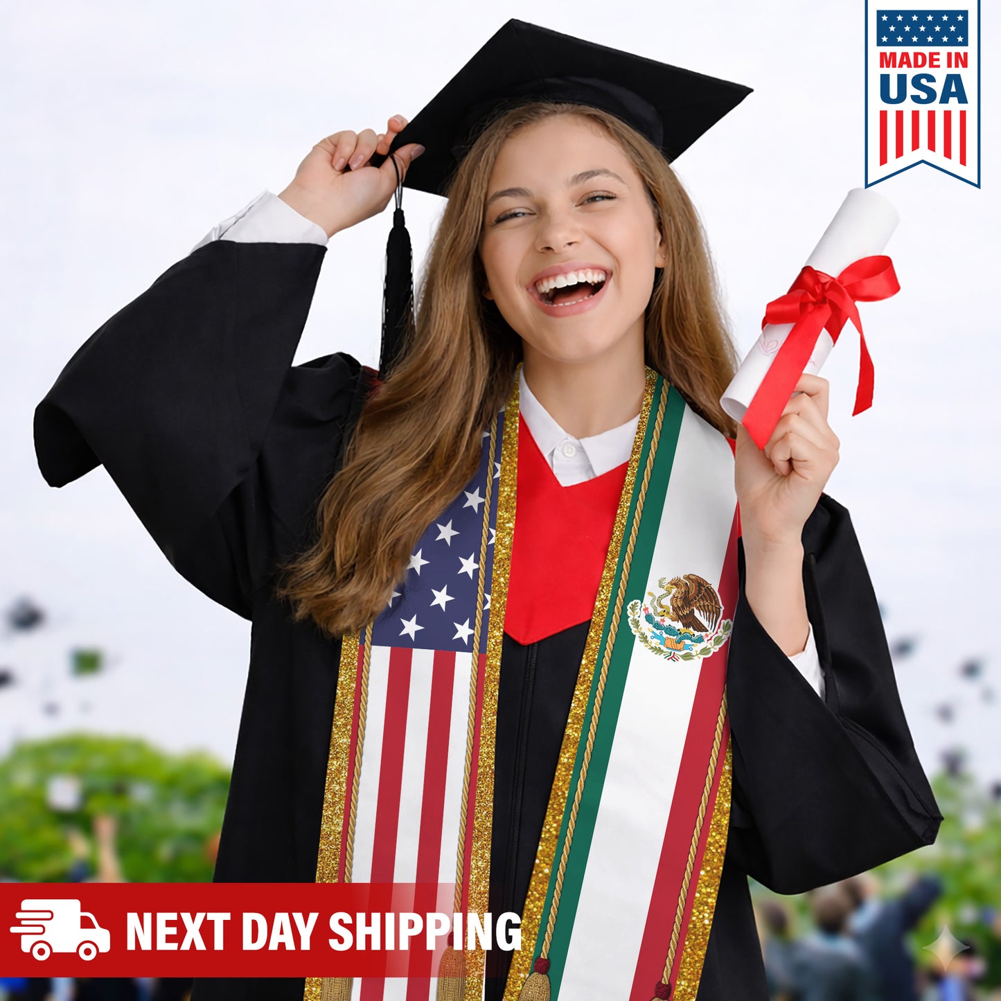 Custom Flag Nations Graduation Stoles