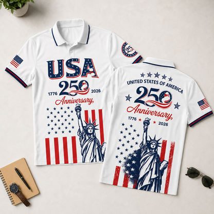 Patriotic Statue of Liberty 1776–2026 - USA 250th Anniversary Polo Shirt