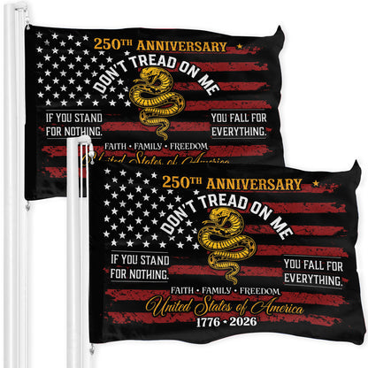 250th Anniversary American Flag Don’t Tread on Me Patriotic Flag 1776-2026