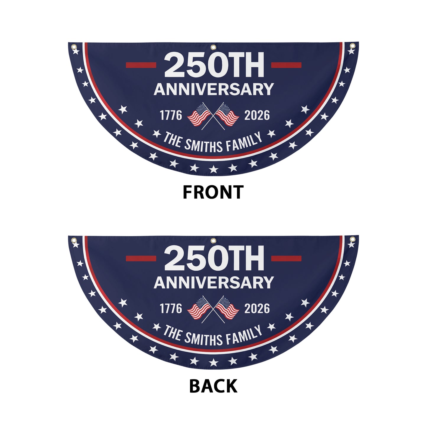 USA 250th Anniversary Flag Banner – Personalized Family Name, Patriotic 1776-2026 Design