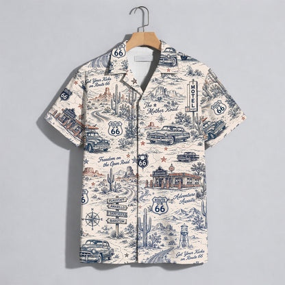 Route 66 Get Your Kicks Classic Car Vintage Unisex Hawaiian Shirt