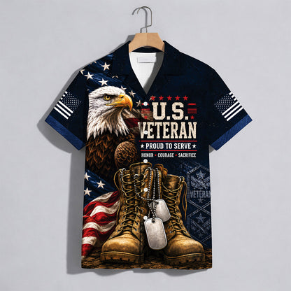 US Veteran Proud To Serve Hawaiian Shirt - Eagle Combat Boots Top