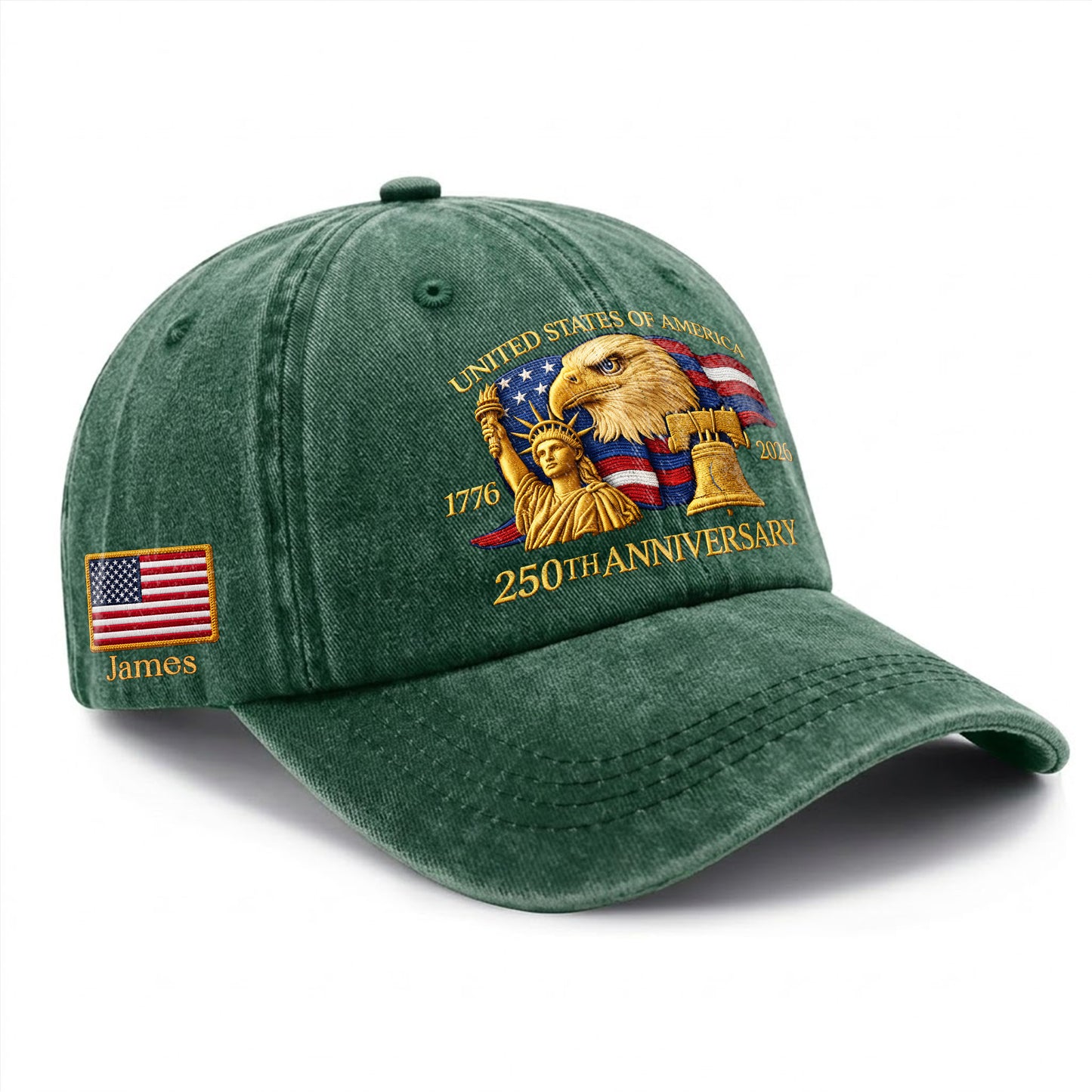 Personalized 250 Years Anniversary Printed Vintage Washed Baseball Cap | 250th Anniversary Hat